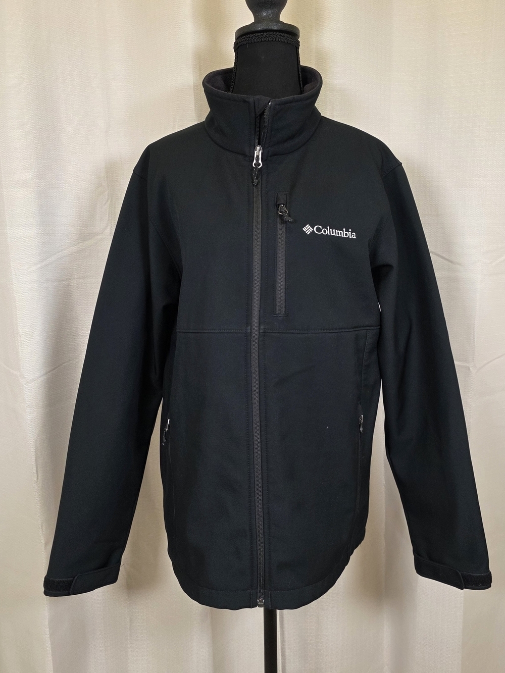 Columbia Black Softshell Jacket Mens Medium Fleece Lined Full Zip